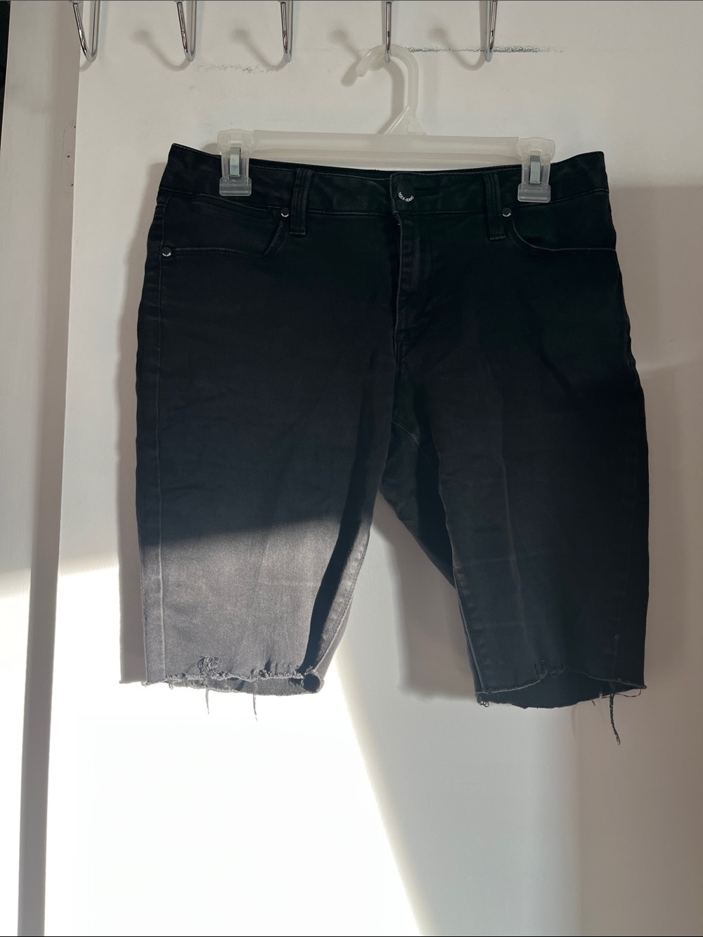 Max Jeans Black Frayed Denim Shorts